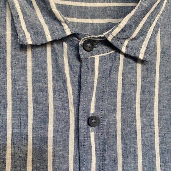 INTIMISSIMI Uomo Blue Striped Linen/Cotton Button Up Shirt XL - Picture 5 of 15